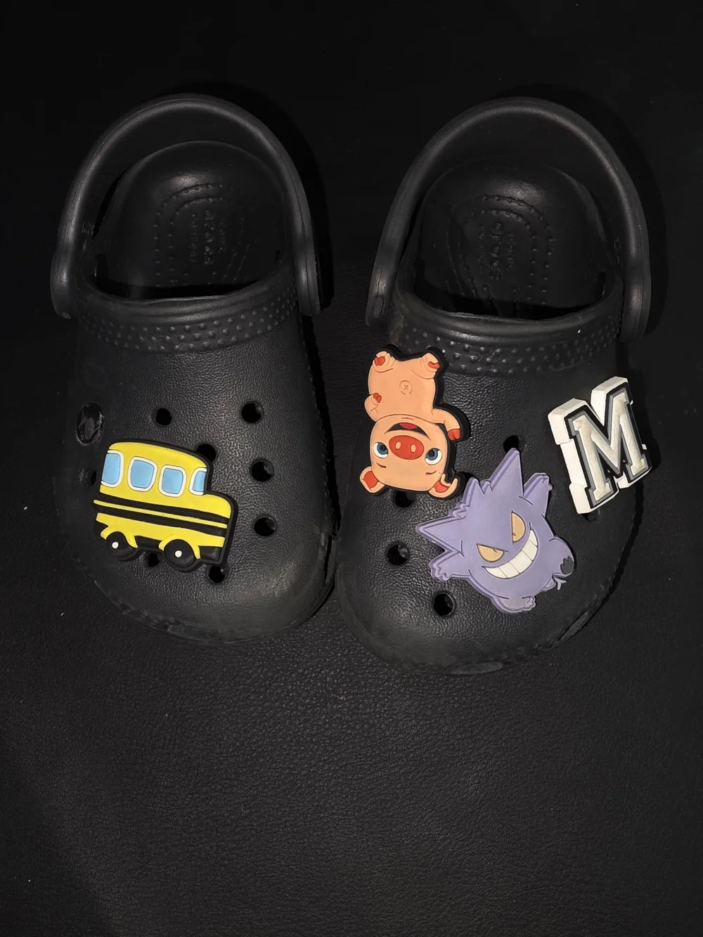 CROCS Black Kids Clog Sandals with Fun Character Charms